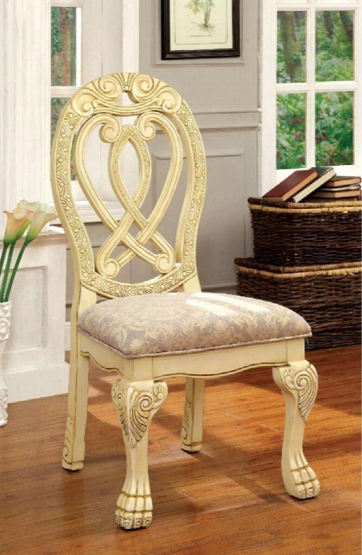 Wyndmere Collection Cm3186wh-sc-2pk Set Of 2 Side Chair With Traditional Style And Curved Claw Feet In