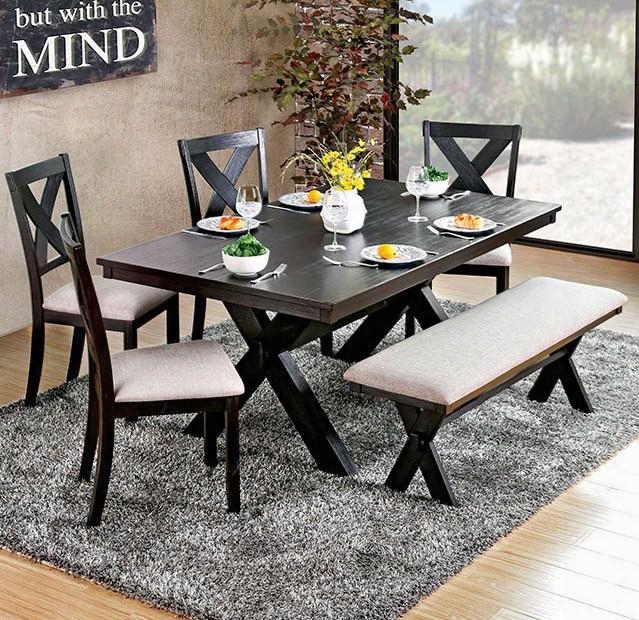 Xanthe Collection Cm3172t 64" Dining Table With Crossed Legs Transitional Style And Black