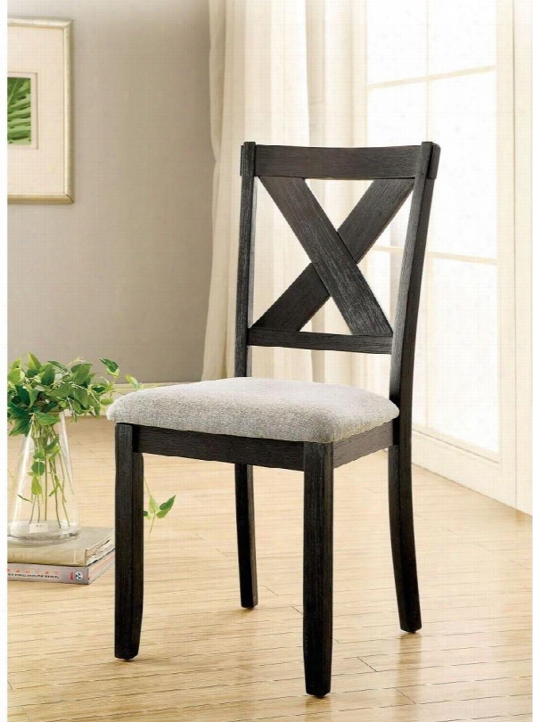 Xanthe Collection Cm3175sc-2pk Set Of 2 Transitional Style Side Chair With X-cross Back Design And Padded Fabric Cushion In