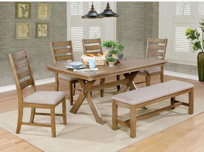 Xochil Collection Cm3171t 64" Dining Table With Trestle Base And Top In Weathered Natural Tone