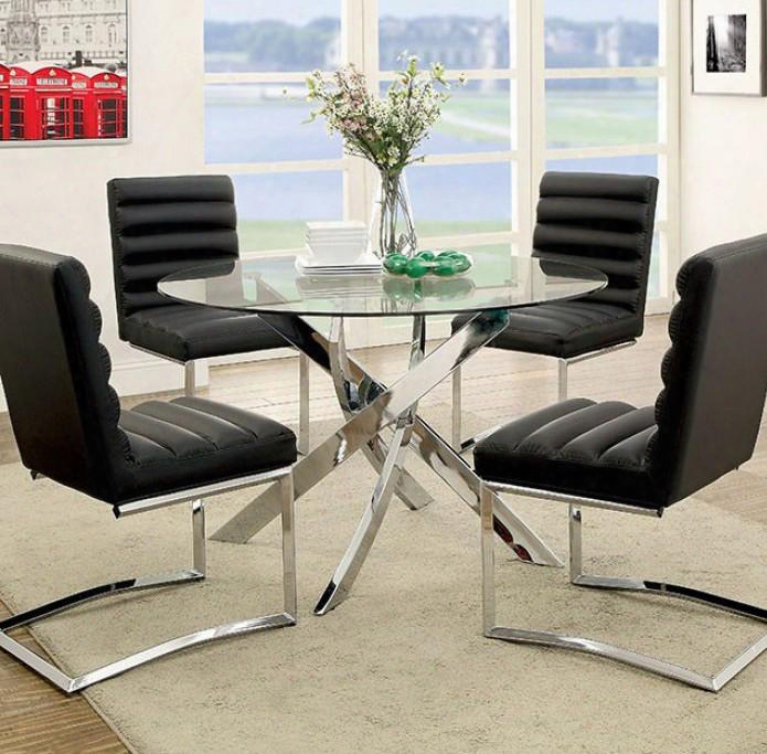 Yasmin Collectoin Cm3381t-table 47" Round Dining Table With 10mm Tempered Glass Top And Criss Cross Design Table Legs In