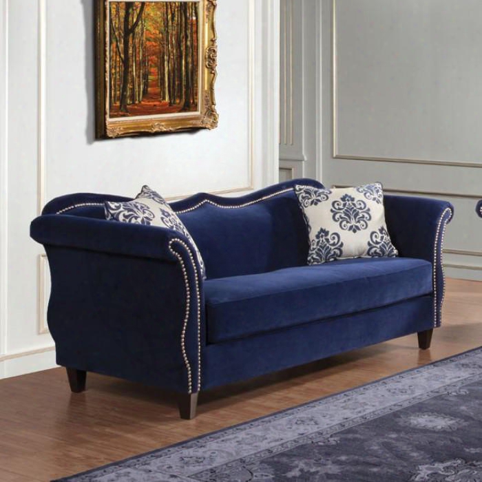 Zaffiro Collection Sm2231-sf 95" Couch With Sweetheart Style Back Nailhead Trim And Tapered Legs In Royal