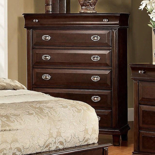 Arden Collection Cm7065c 38" Chest With 6 Full Extension Drawefs Felt-lined Top Drawers Solid Wood And Wood Veneers Constructin In Brown Cherry