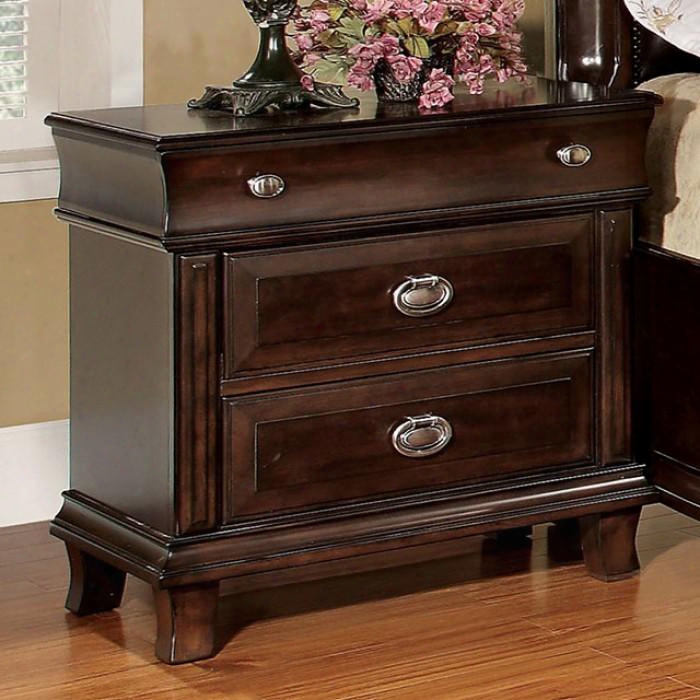 Arden Collection Cm7065n 28" Nightstand With 3 Full Extension Drawers Felt-lined Top Drawer Solid Wood And Wood Veneers Construction In Brown Cherry