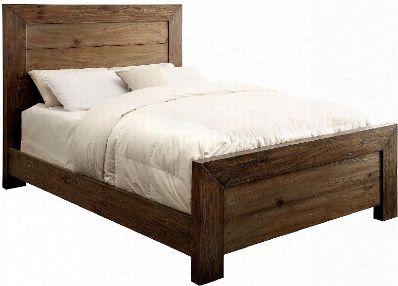 Aveiro Collection Cm7627q-bed Queen Size Platform Bed With Plank Style Slat Kit Included Solid Wood And Wood Veneers Construction In Rustic Natural Tone