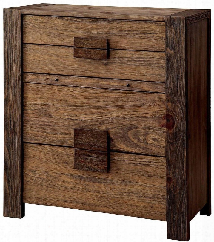 Aveiro Collection Cm7628c 32" Chest With 4 Drawers Pull Out Tray Square Wooden Drawer Pulls Solid Wood And Wood Veneers Construction In Rustic Natural Tone