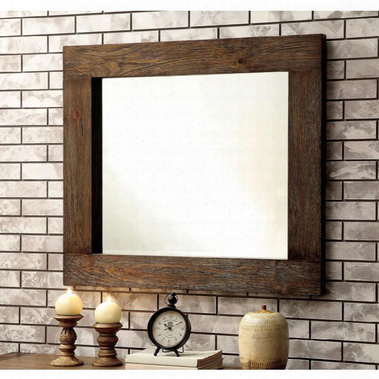 Aveiro Collection Cm7628m 42" X 37" Mirror With Rectangle Shape Solid Wood And Wood Veneers Frame Construction In Rustic Natural Tone