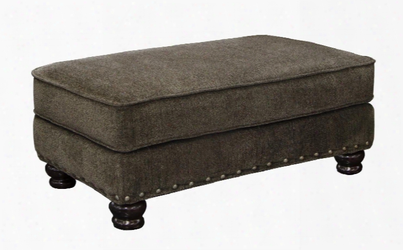 Avery Collection 3261-10-1724-53 44" Ottoman With Nail Head Accents Turned Legs And Chenille Fabric Upholstery In