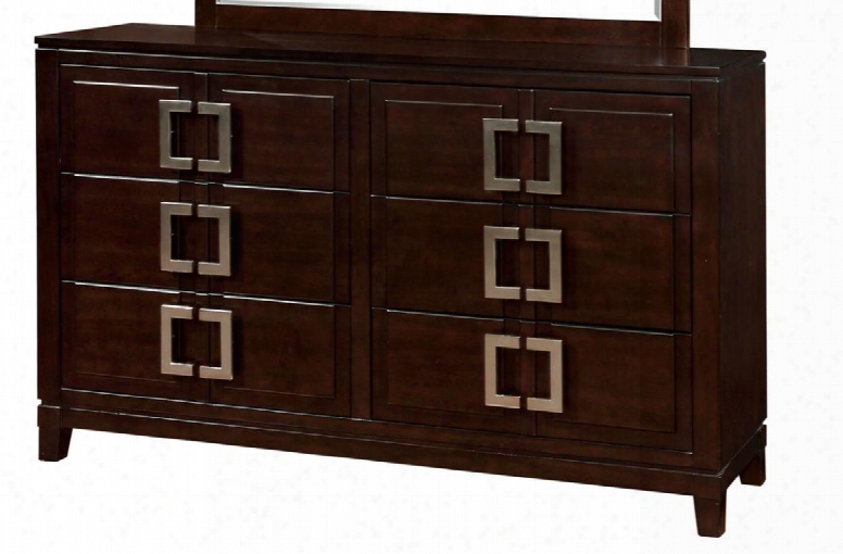 Balfour Ccollection Cm7385d 62" Dresser With 6 Drawers Square Metal Draweer Pulls Solid  Wood And Wood Veneers Construction In Brown Cherry