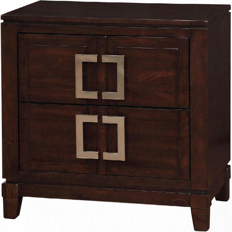 Balfour Collection Cm7385n 28" Nightstand With 2 Drawers Square Metal Drawer Pulls Solid Wood And Wood Veneers Construction In Brown  Cherry