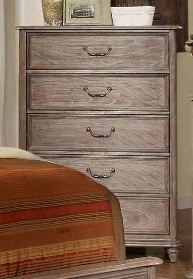 Belgrade I Collection Cm7611c 40" Chest Wity 5 Drawers Metal Side Glides Felt-lined Top Drawer Solid Wood And Wood Veneers Construction In Rustic Natural