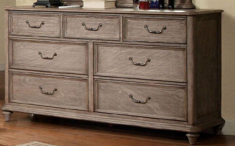 Belgrade I Collection Cm7611d 66" Dresser With 7 Drawers Metal Side Glides Felt-lined Top Drawers Solid Wood And Wood Veneers Construction In Rustic Natural