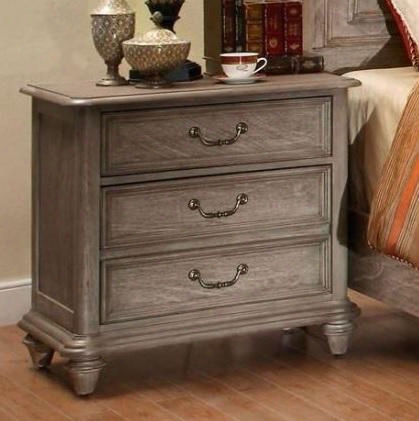 Belgrade I Collection Cm7611n 28" Nightstand With 3 Drawers Metal Side Glides Felt-lined Top Drawer Solid Wood And Wood Veneers Construction In Rustic