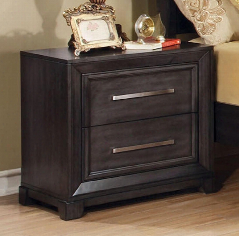 Bradley Collection Cm7780n 24" Nightstand With 2 Drawers Power/usb Outlet Large Chrome Handles Solid Wood And Wood Veneers Construction In Darkk Grey