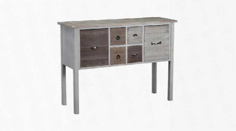 Brighton Collection 15a8136c 47" Console With Two Doors Four Drawers And Antique Brass Pulls In White And Driftwood