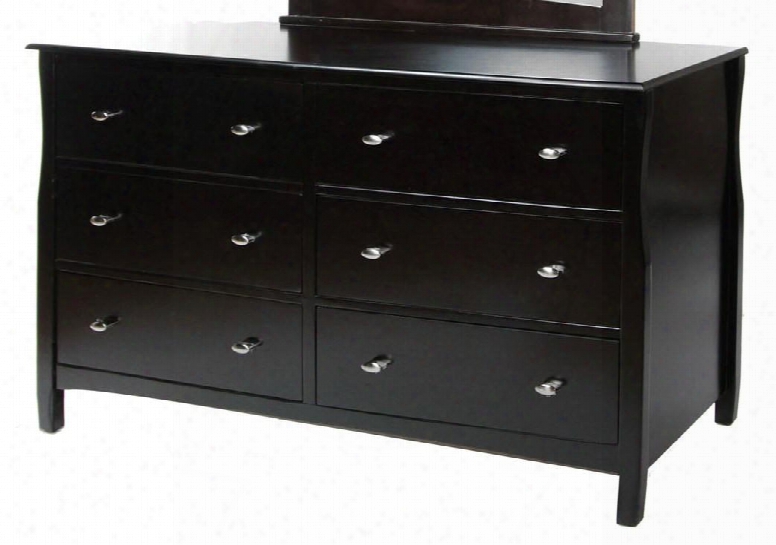 Brooklyn Collection Cm7805d 58" Dresser With 6 Drawers Brushed Nickel Knobs Solid Wood And Wood Veneers Construction In Espresso