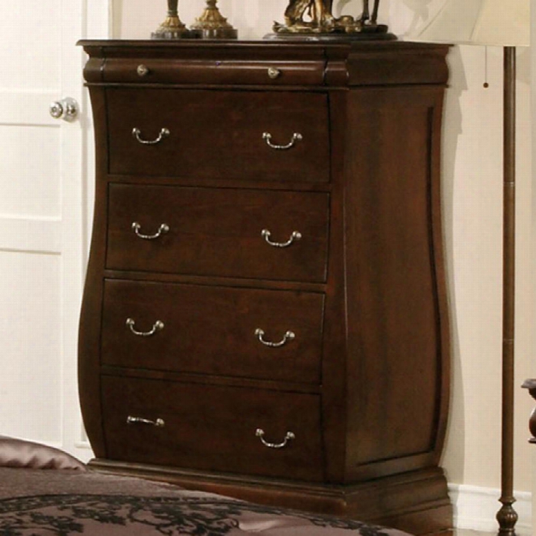 Brunswick Collection Cm7503c 36" Chest With 5 Drawers Felt-lined Top Drawer Solid Wood And Wood Veneers Construction In Dark Walnut