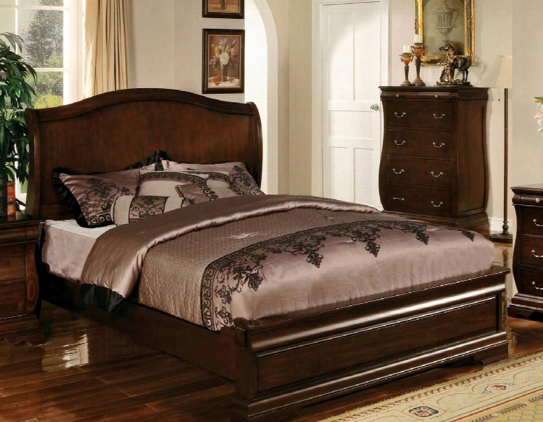 Brunswick Collection Cm7503q-bed Queen Size Platform Bed With Bracket Feet Slat Kit Included Solid Wooe And Wood Veneers Construction In Dark Walnut
