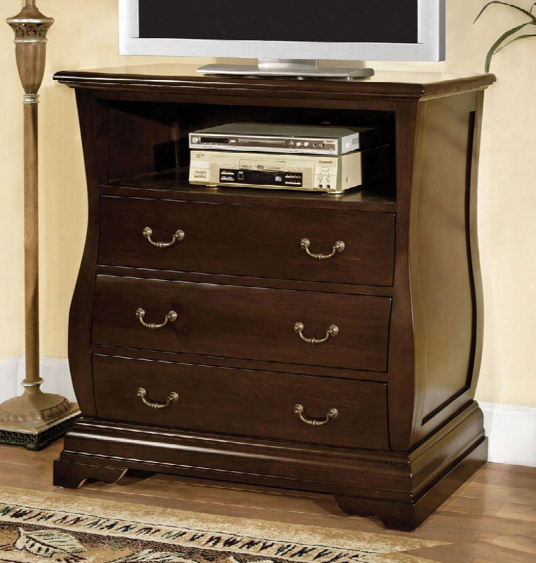 Brunswick Collection Cm7503t V 42" Media Chest With 3 Drawers Open Compartment Solid Wood And Wood Veneers Construction In Dark Walnut