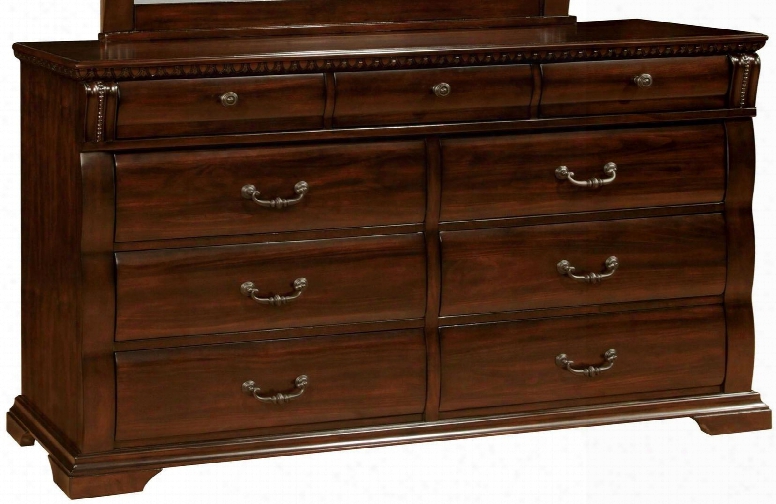 Burleigh Collection Cm7791d 64" Dresser With 9 Drawers Full Extension Glides Felt-lined Top Drawer Solid Wood And Wood Veneers Construction In Cherry