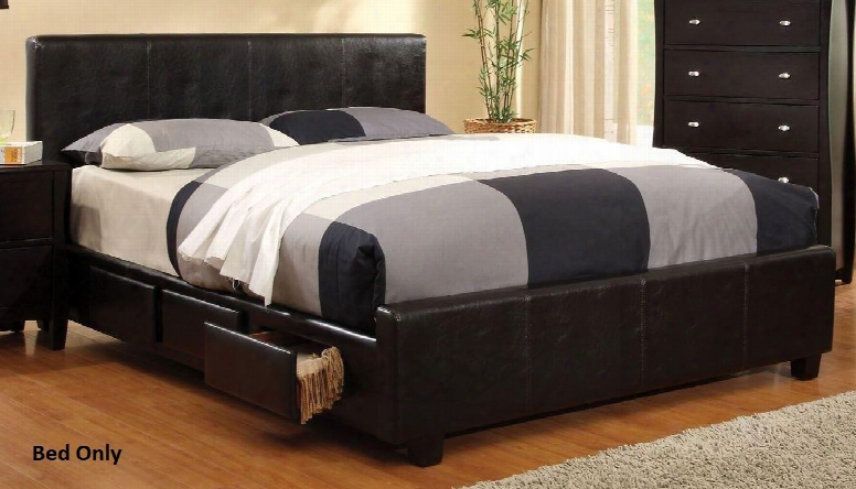 Burlington Collection Cm7009q-bed Queen Size Platform Bed With 6 Drawers Leatherette Upholstery And Solid Wood Construction In Espresso
