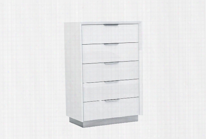 Cd1354wht Navi Chest Of Drawers High Gloss White With Sta Inless Steel Trim 5 Drawers With Self-close Runners Stainless Steel