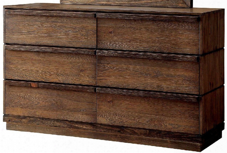 Coimbra Collection Cm7623d 60" Dresser With 6 Drawers Thick Wooden Handles Felt-lined Top Darwer Solid Wood And Wood Veneers Construction In Rustic Natural