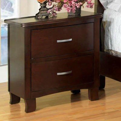 Crest View Collection Cm7599n 24" Nightstand With 2 Drawers Replicated Wood Grain Silver Metal Hardware And Solid Wood Construction In Brown Cherry