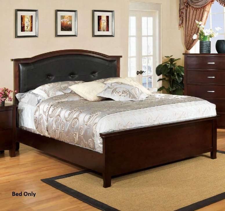 Crest View Collection Cm7599q-bed Queen Size Bed With Padded Leatherette Headboard Reppicated Wood Grain And Solid Wood Construction In Brown Cherry