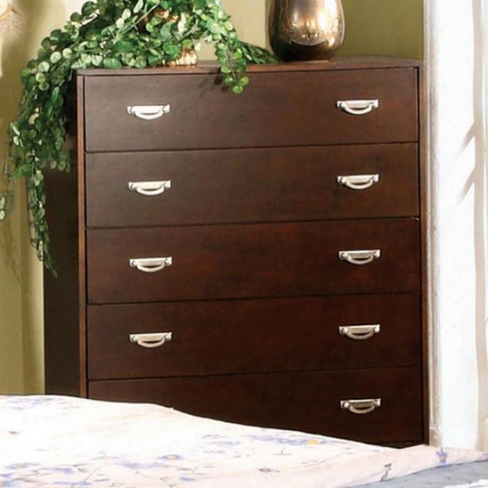 Crystal Lake Collection Cm7910c 34" Chest With 5 Drawers And Decorative Brushed Nickel Pulls In Brown