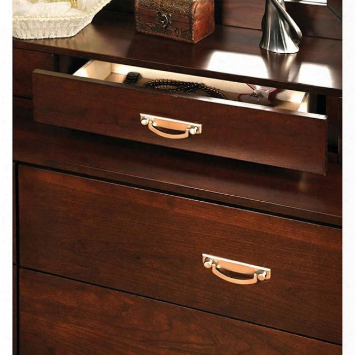 Crystal Lake Collection Cm7910d-b 40" Jewelry Box With 2 Drawers And Decorative Brushed Nickel Pulls In Brown