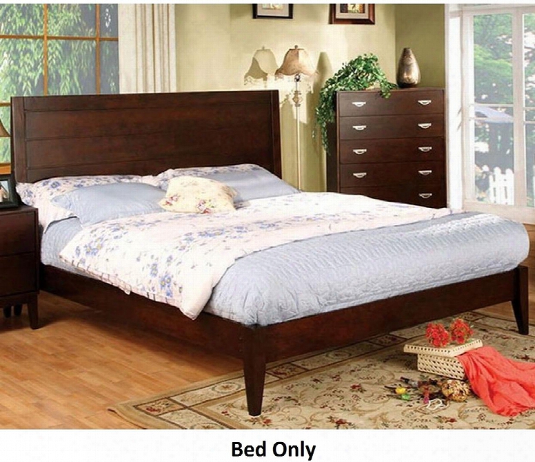 Crystal Lake Collection Cm7910q-bed Queen Size Bed With Tapered Legs Staright-forward Lines Solid Woood And Wood Veneers Construction In Brown Cherry
