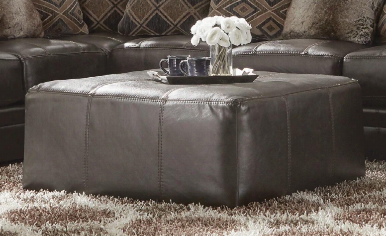 Denali Collection 4378-28-1283-28/3083-28 51" Cocktail Ottoman With Top Grain Italian Leather And Decorative Luggage Stitching In