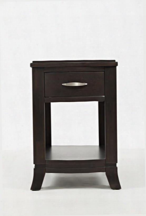 Downtown Collection 1687-7 18" Chairside Table With Acacia Solids Veneers Drawer And Lower Shelf In Dark