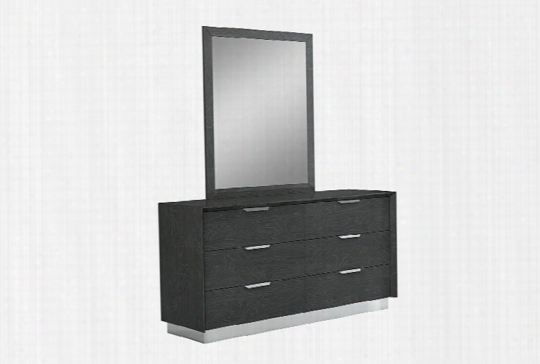 Dr1354gry Navi Dresser Double High Gloss Grey With Stainless Steel Trim 6 Drawers With Self-close Runners Stainless Steel