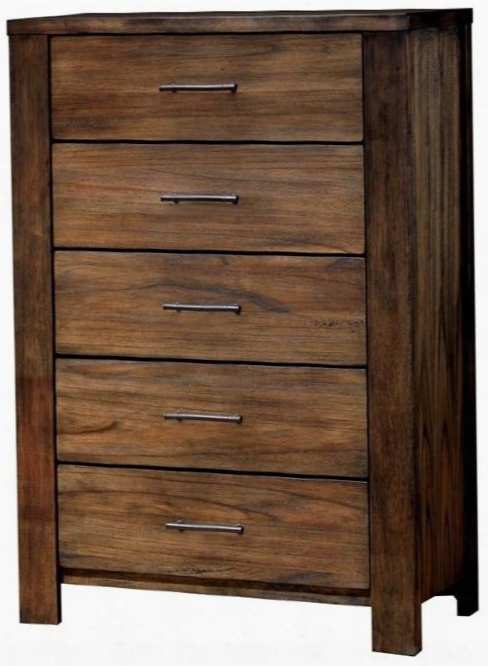 Elkton Collection Cm7072c 33" Chest With 5 Drawers Antique Handel Pulls Felt-lined Top Drawer Solid Wood And Wood Veneers Construction In Oak