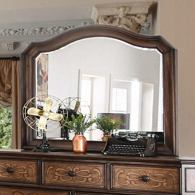 Emmaline Collection Cm7831m 46" X 41" Mirror With Rectangular Shape Solid Wood And Wood Veneers Construction In Warm Chestnut