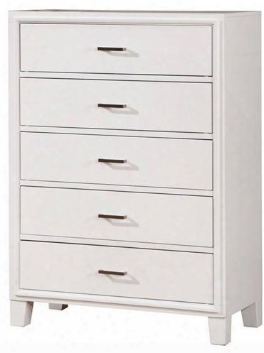 Enrico I Collection Cm7068wh-c 34" Chest With 5 Drawers Metal Hardware Tapered Legs Solid Wood And Wood Veneers Construction In