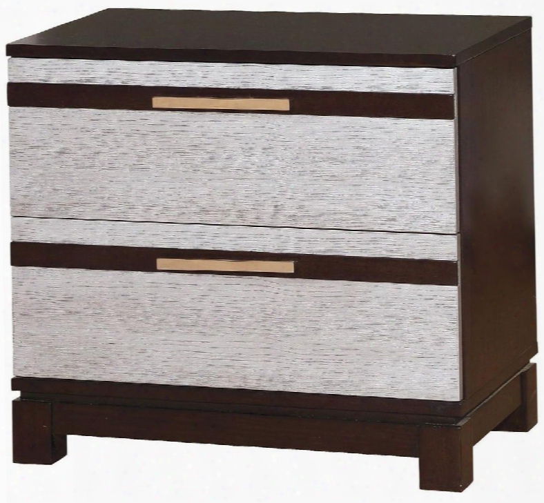 Euclid Collection Cm7206n 26" Nightstand With 2 Drawers Flat Panels With Trim Detailing Slim Drawer Pulls Solid Wood And Wood Veneers Construction In Silver