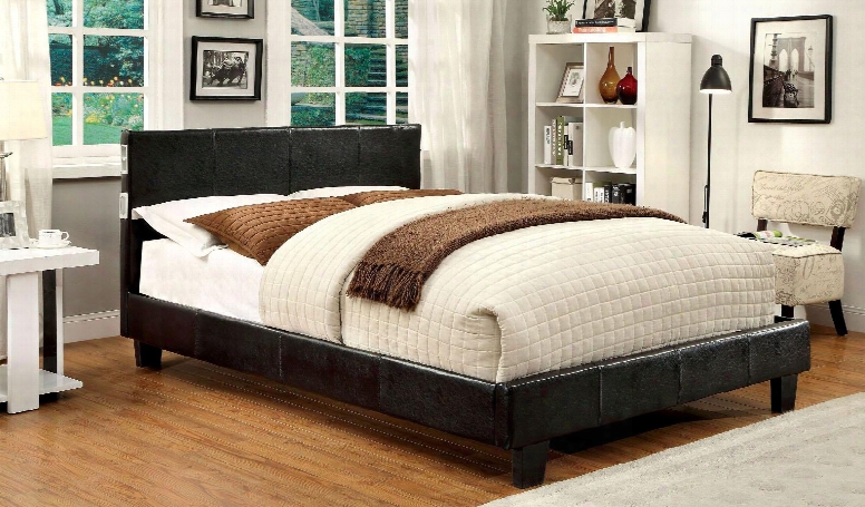 Evans Colllection Cm7099ex-t-bed Twin Size Platform Bed With Tapered Legs Bluetooth Speakers Leatherette Upholstery And Solid Wood Construction In Espresso