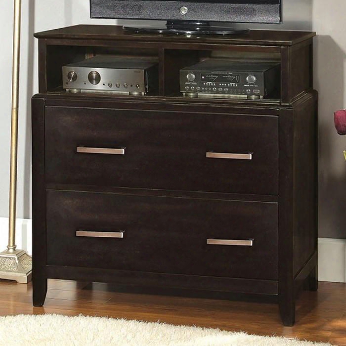 Fontes Collection Cm7118tv 35" Media Chest With 2 Large Drawers 2 Compartments And Silver Metal Hardware In