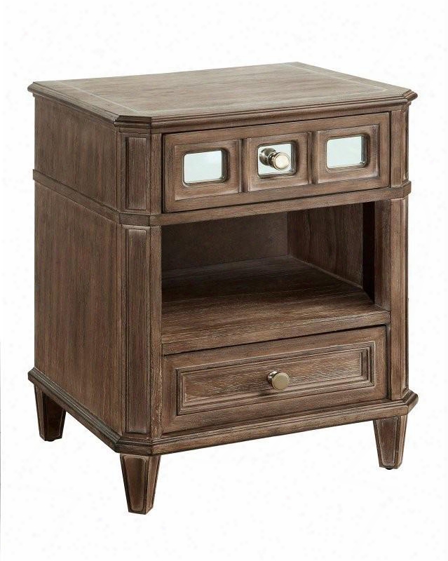 Frontera Collection Cm7586n 21" Nightsand With 2 Drawers 5mm Cldar Glass Accents Felt-lined Top Drawer Solid Wood And Wood Veneers Construction In Rustic