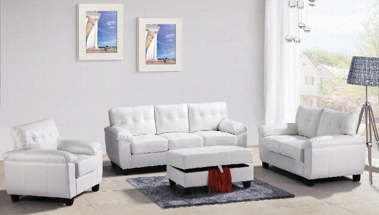 G907aset 3 Pc Living Room Set With Sofa + Loveseat + Armchair In White