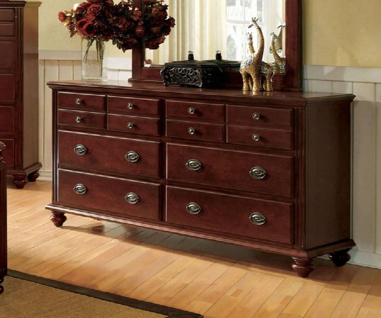 Gabrielle Ii Collection Cm7083d 60" Dresser With 6 Drawers European Style Antique Gold Knobs  Solid Wood And Wood Veneers Construction In Cherry