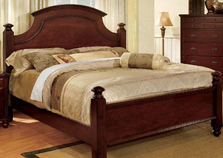 Gabrielle Ii Collection Cm7083q-bed Queen Size Poster Bed With European Style Solid Woodand Wood Veneers Construction In Cherry