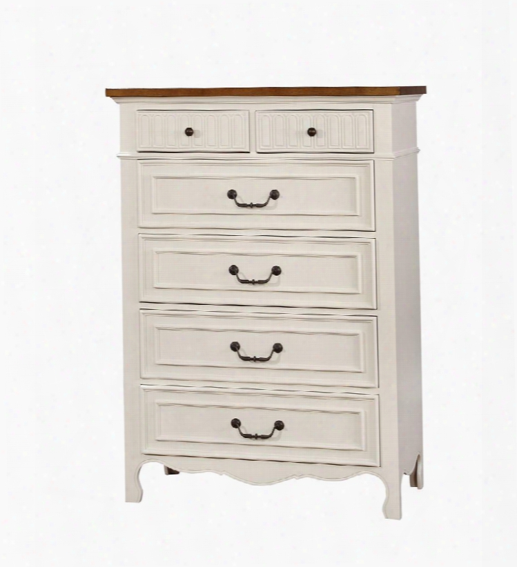 Galesburg Collection Cm7040c 388" Chest With 6 Drawers Antique Metal Hardware Cottage-inspired Design Solid Wood And Wood Veneers Construction In White And