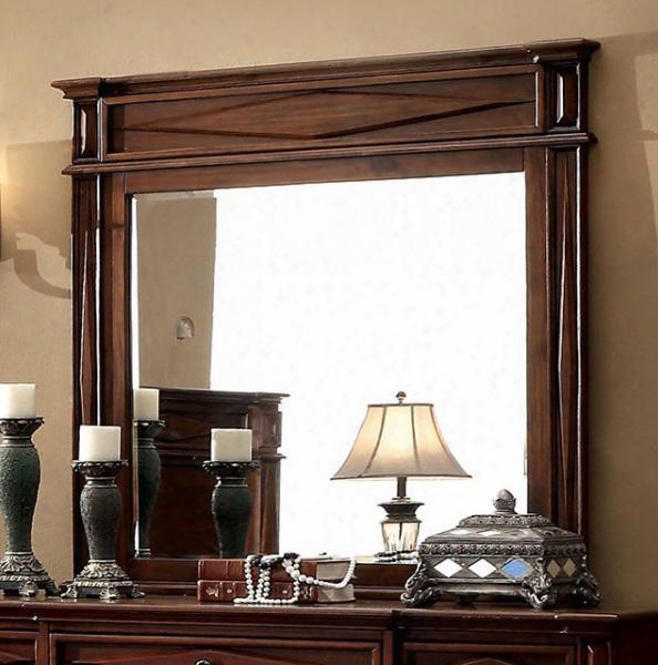 Gayle Collection Cm7138m 45" X 45" Mirror With Square Shape Solid Wood And Wood Veneers Frame Construction In Cherry