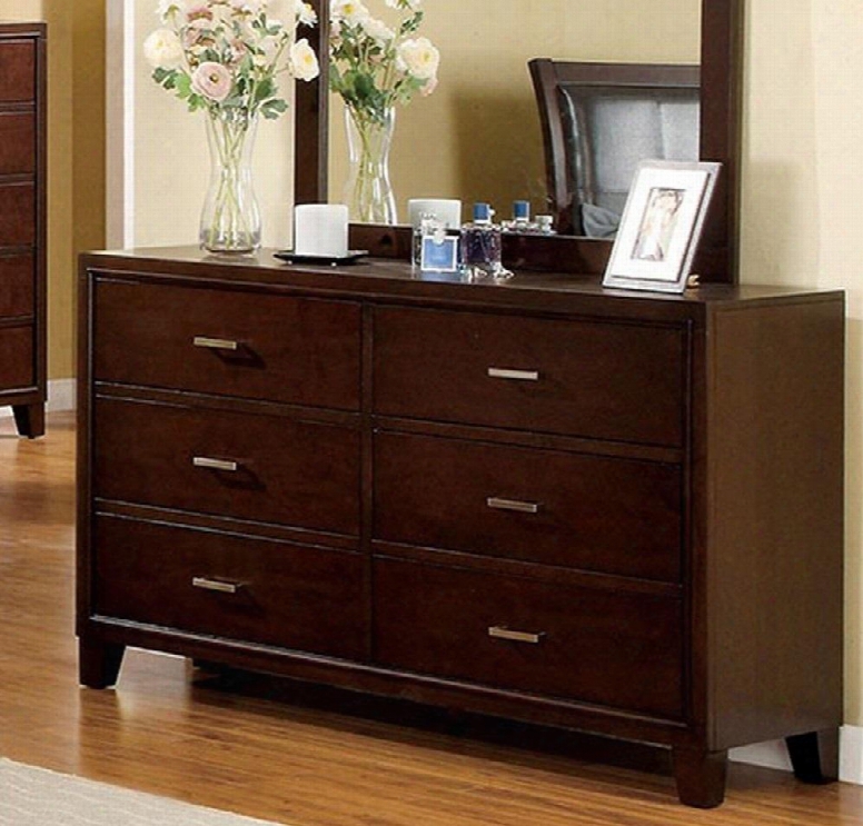 Gerico Ii Collection Cm7068d 58" Dresser With 6 Drawers Tapered Legs And Rectan Gular Bar Pulls In Brown