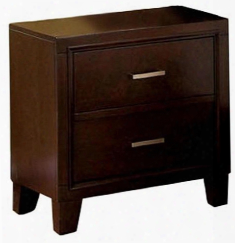 Gerico Ii Collection Cm7068n 22" Nightstand With 2 Drawers Tapered Legs And Rectangular Bar Pulls In Brown