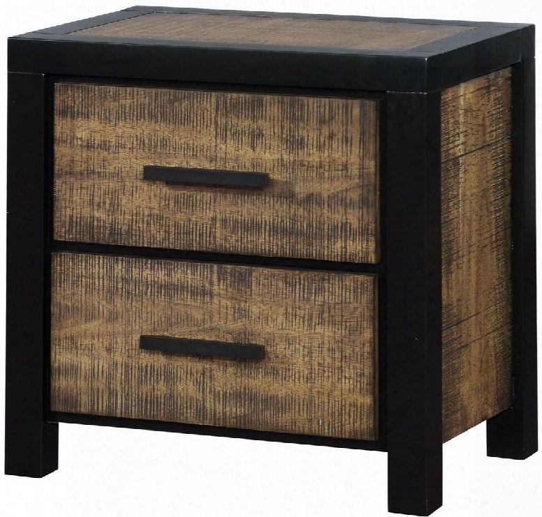 Hamberg Collection Cm7693n 24" Nightstand With 2 Drawers Felt-lined Top Drawer Two-tone Design Solid Wood And Wood Veneers Construction In Black And Oak